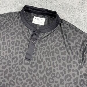 Mantra Leopard Print Polo Shirt Mens Large Band Collar Performance Golf Stretch